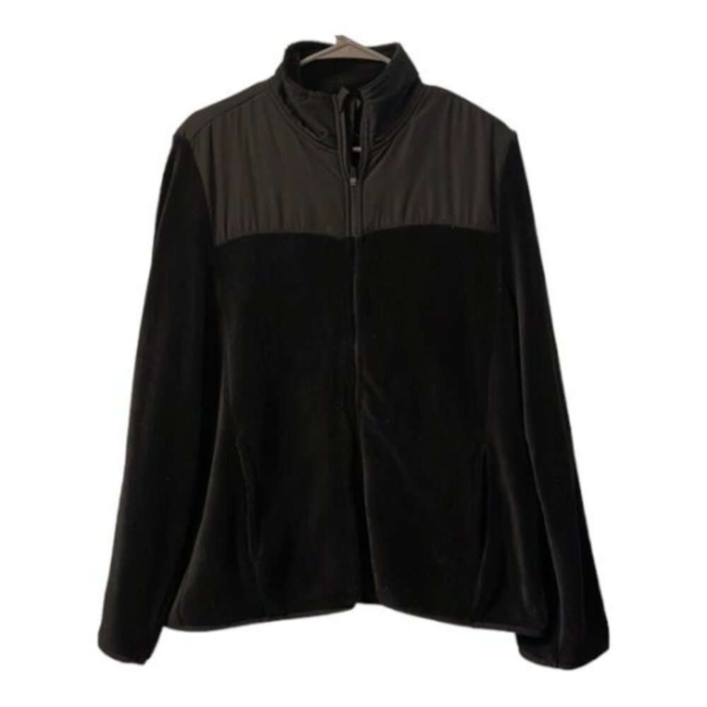 Legend Black Furry Fuzzy Zip-Up Sweater Jacket Size XL